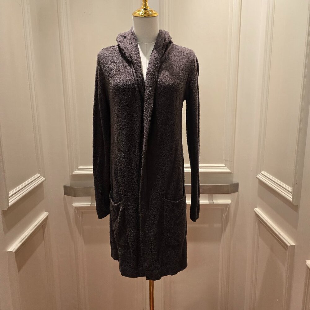 BAREFOOT DREAMS gray taupe CozyChic Lite Long hooded cardigan Women's XS/S